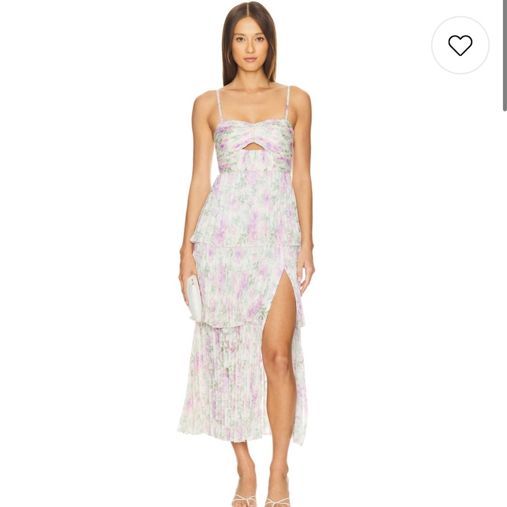 Astr Lavender Floral Maxi Dress with Side Slit